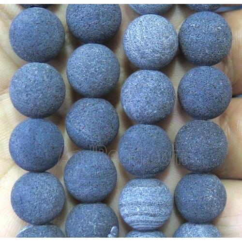 black frosted Crackle Agate Stone beads, round