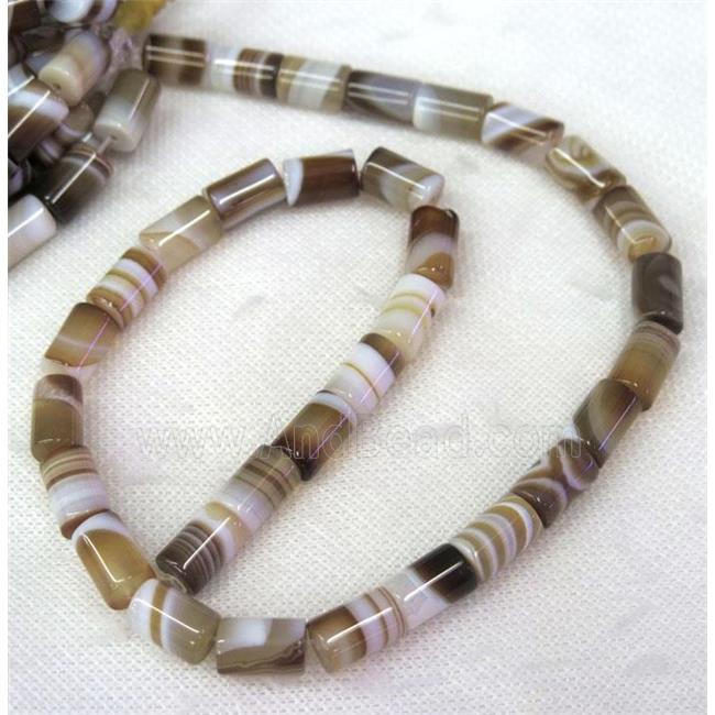 coffee stripe Agate beads, tube