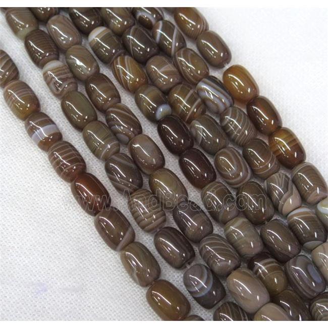 coffee stripe Agate barrel beads