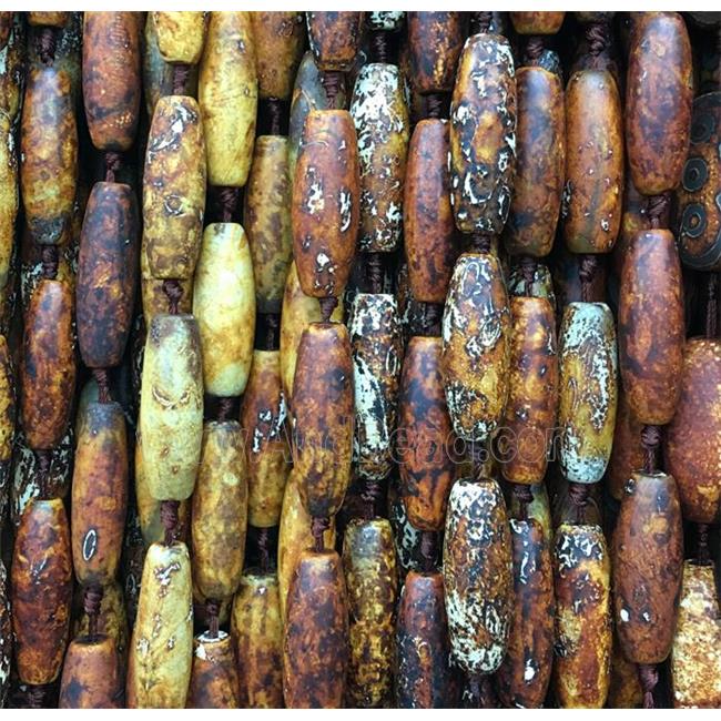 tibetan agate rice beads, coffee