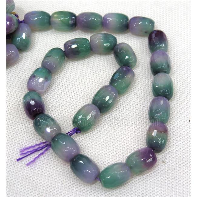 dichromatic Agate beads, faceted barrel