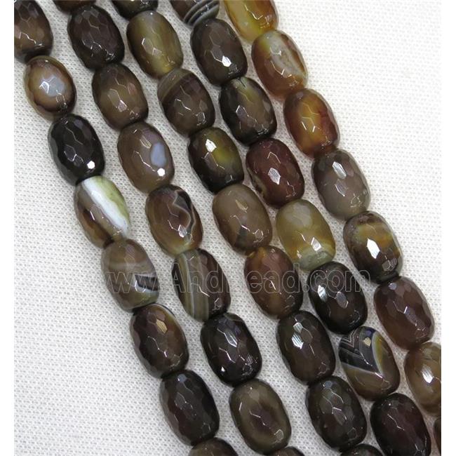 coffee Agate beads, faceted barrel