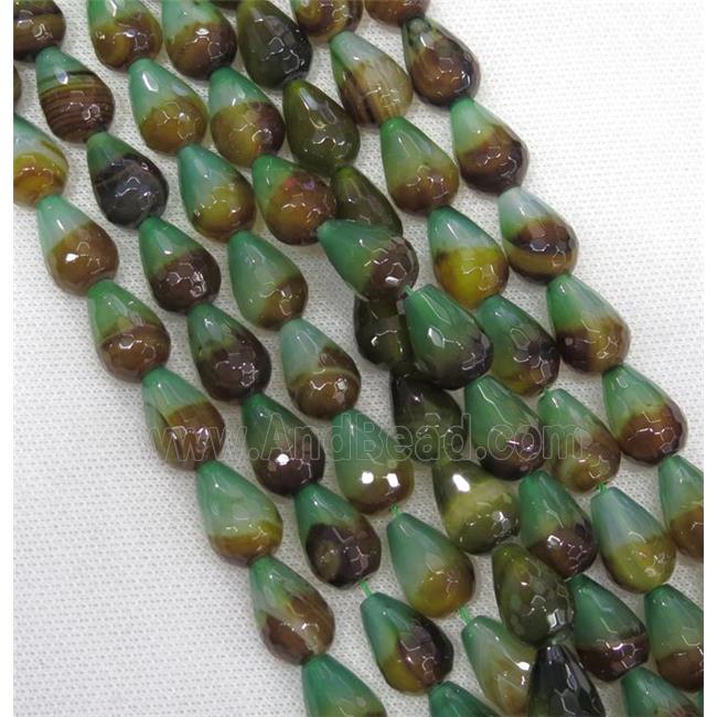 multicolor Agate beads, faceted teardrop