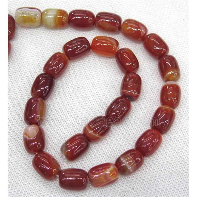 red Agate barrel Beads