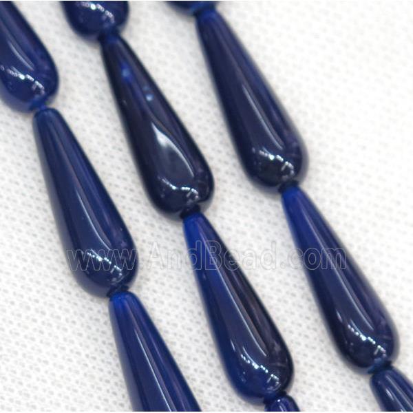 deep blue Agate teardrop beads