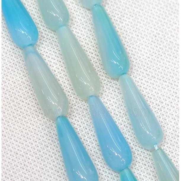 lt.blue Agate teardrop beads