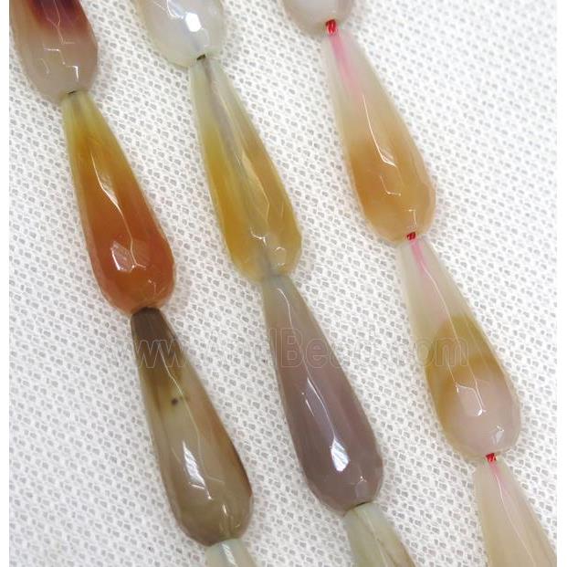 Agate beads, faceted teardrop