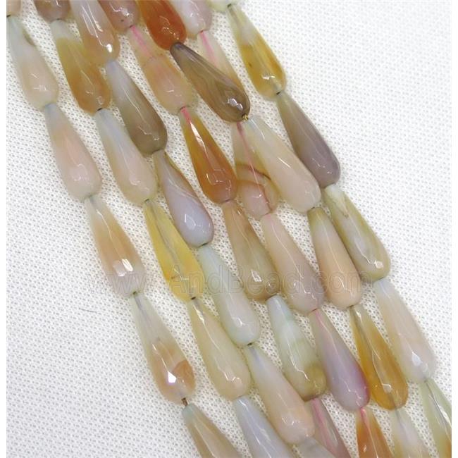 Agate beads, faceted teardrop