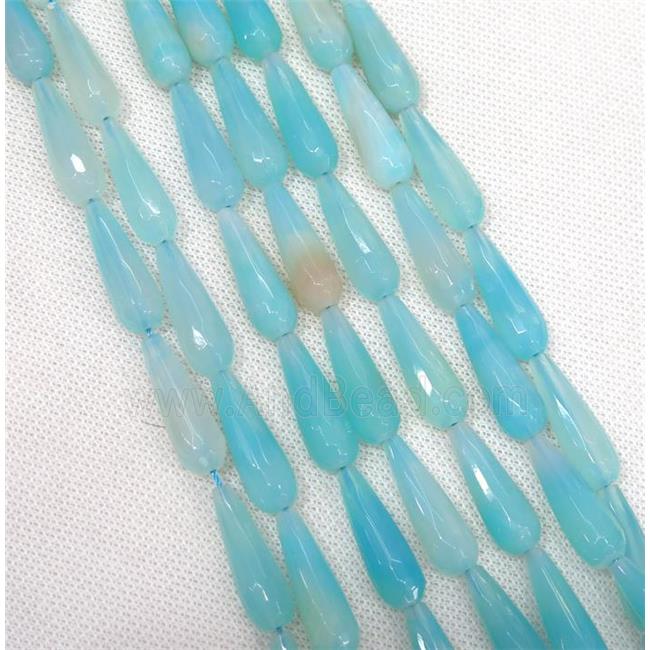 blue Agate beads, faceted teardrop