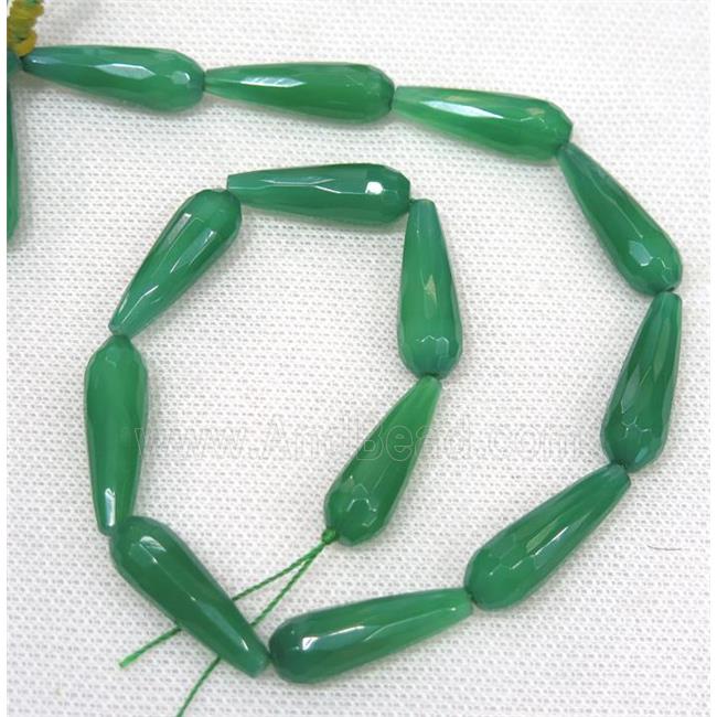green Agate beads, faceted teardrop