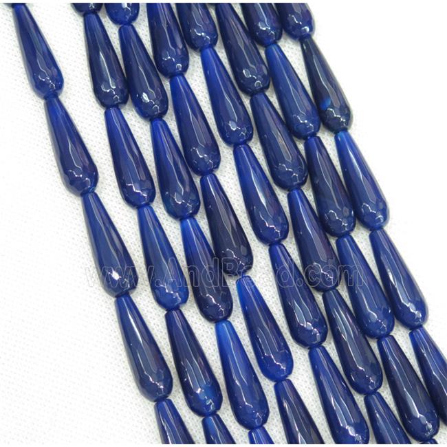 blue Agate beads, faceted teardrop