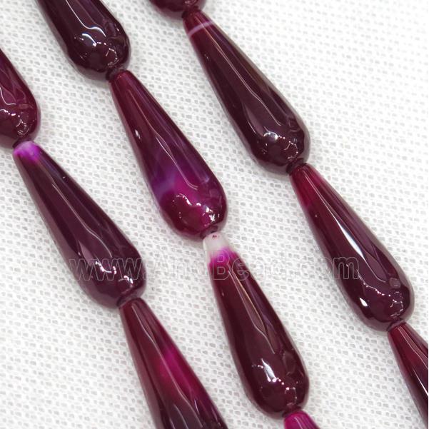 mauve Agate beads, faceted teardrop
