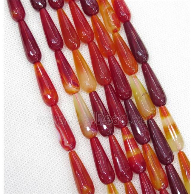orange Agate beads, faceted teardrop