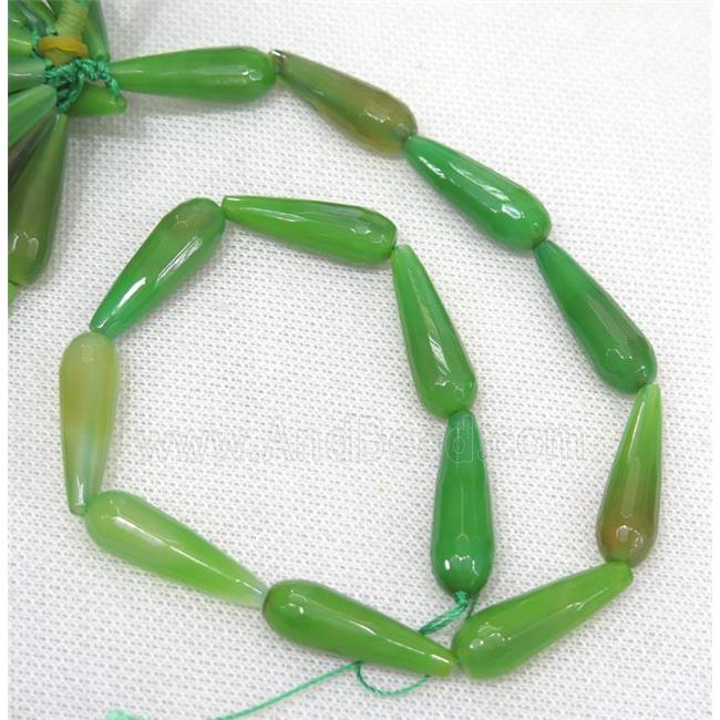 green Agate beads, faceted teardrop