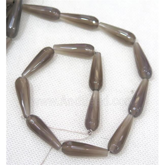 gray Agate beads, faceted teardrop
