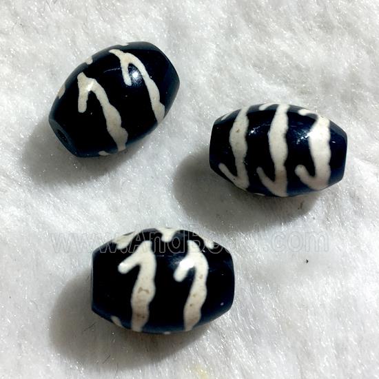 black tibetan style agate beads, oval