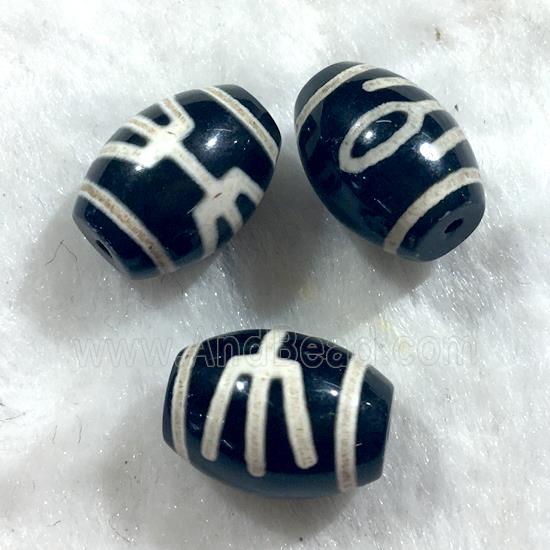 black tibetan style agate beads, oval