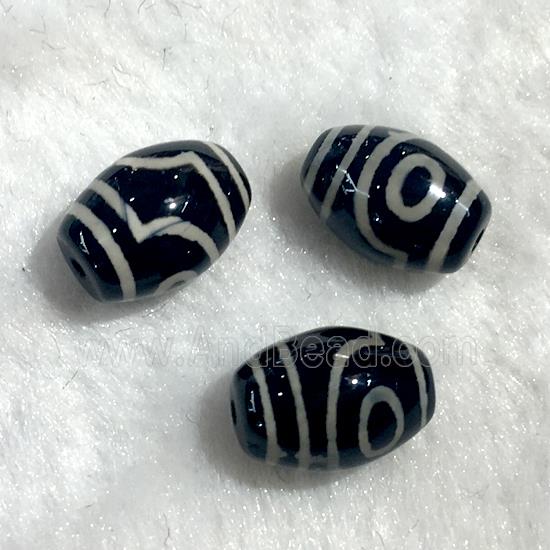 black tibetan style agate beads, oval