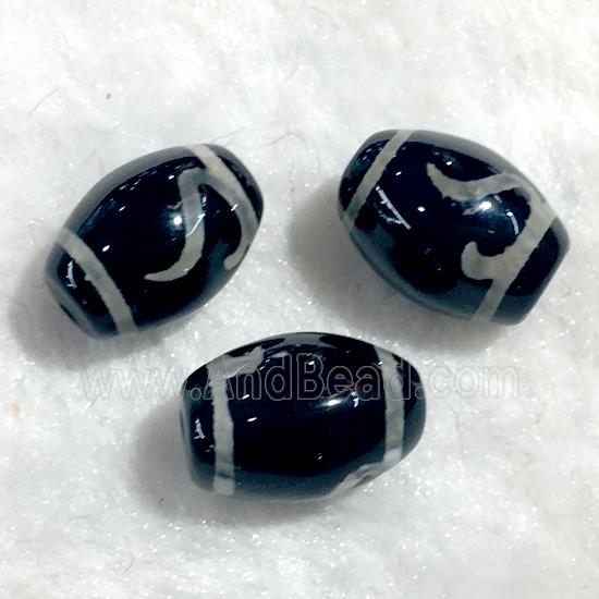black tibetan style agate beads, oval