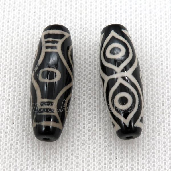 black tibetan style agate beads, oval
