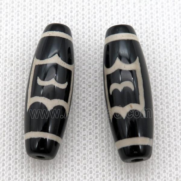 black tibetan style agate beads, oval