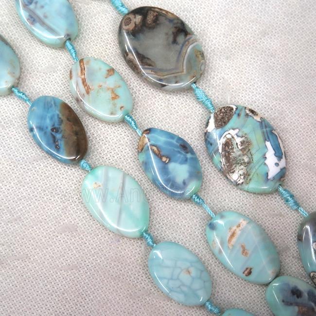Agate beads, freeform, turq blue