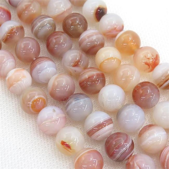 round striped Agate Beads, lt.red