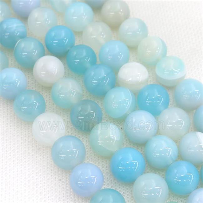 round striped Agate Beads, lt.blue