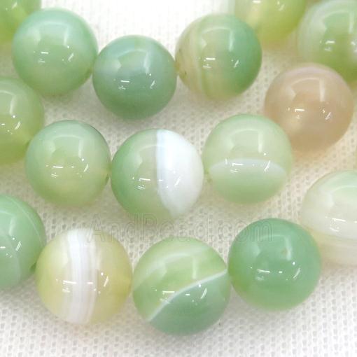 round striped Agate Beads, green