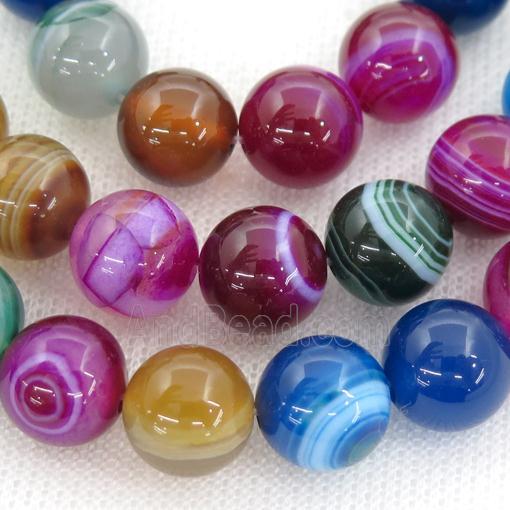 round striped Agate Beads, mix color