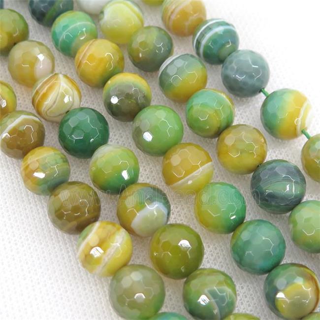 olive Striped Agate Beads, faceted round, A grade