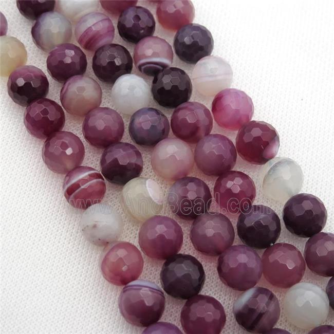 lt.purple Striped Agate Beads, faceted round, A grade