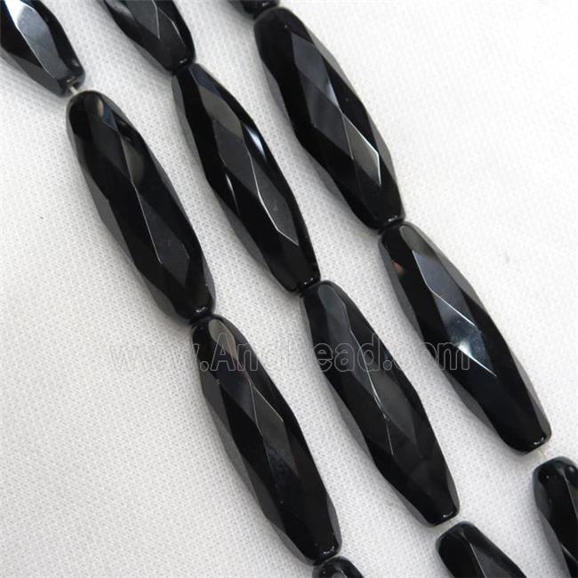 black Onyx Agate Beads, faceted rice