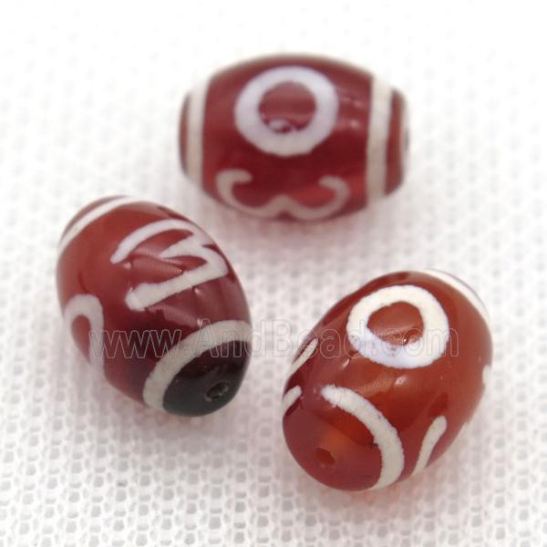 red tibetan DZi rice beads
