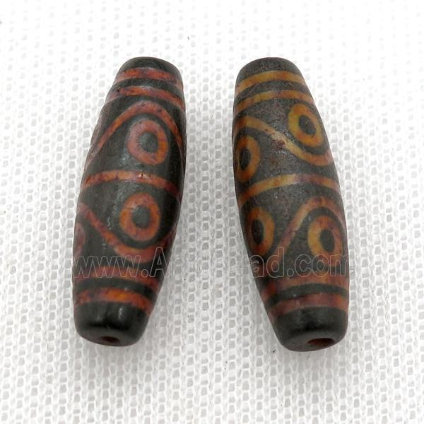 orange tibetan DZi rice beads, eye