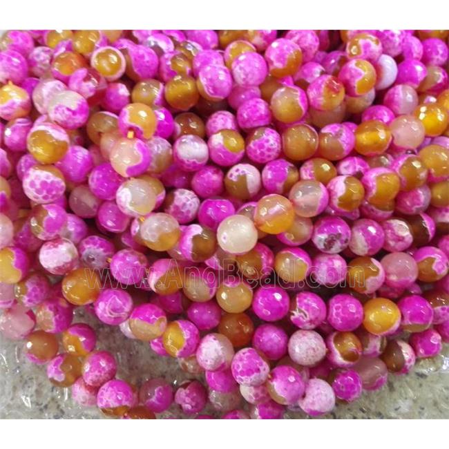 Hot pink Dichromatic Agate Beads, faceted round