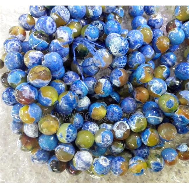 Blue Dichromatic Agate Beads, faceted round