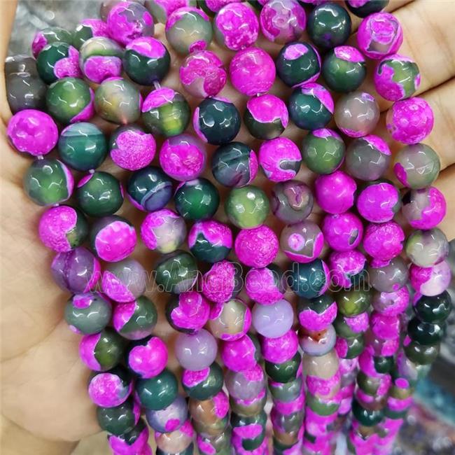 Dichromatic Agate beads, faceted round, green