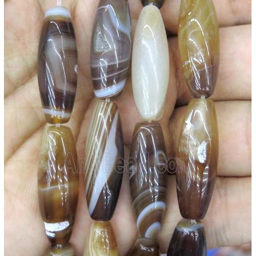 stripe agate beads, barrel, coffee