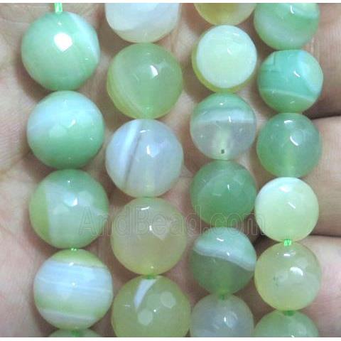 green striped Agate Beads, faceted round