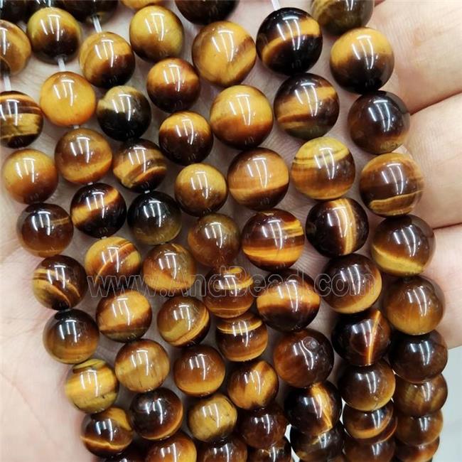 Natural Tiger Eye Stone Beads A-Grade Yellow Smooth Round
