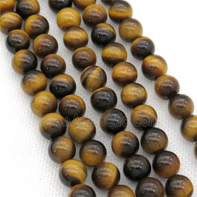 Natural Tiger Eye Stone Beads A-Grade Yellow Smooth Round