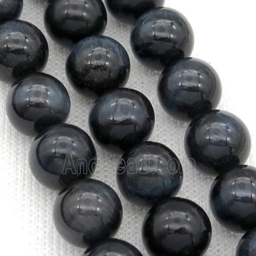 Tiger Eye Stone Beads Smooth Round Inkblue Natural Color