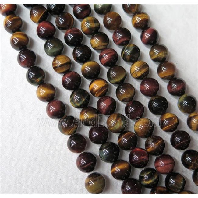Natural Tiger Eye Stone Beads Multicolor AB-Grade Smooth Round