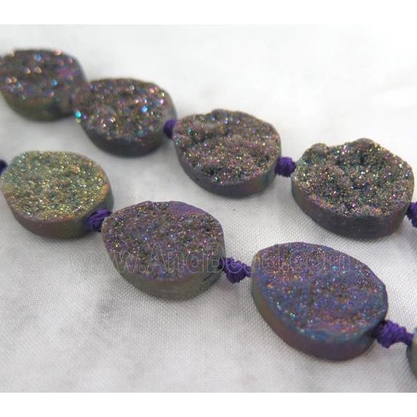 mix quartz druzy beads, teardrop, electroplated
