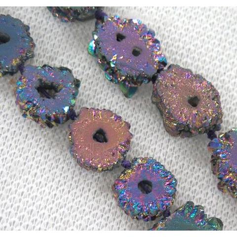 rainbow solar druzy quartz beads, freeform