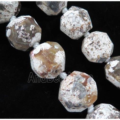 white ocean jasper ball beads, faceted round