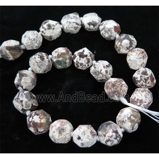 white ocean jasper ball beads, faceted round