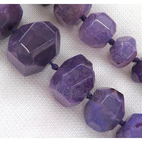 purple agate bead, faceted freeform