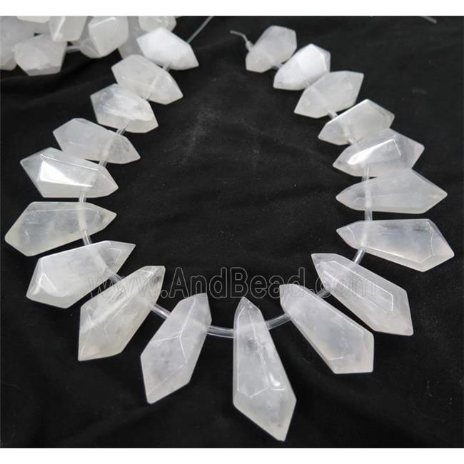 Clear Quartz Bullet Beads, top-drilled, polished